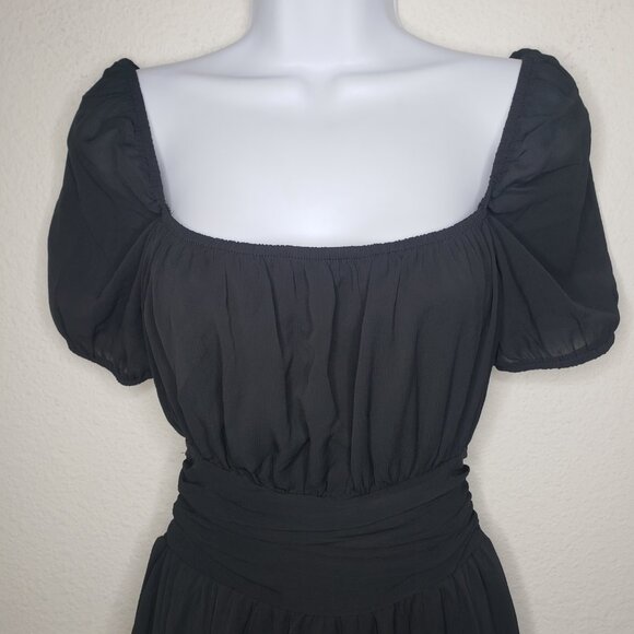 Exlura Women's Sz S Black Open Back Ruffle Mini Dress - Picture 3 of 6